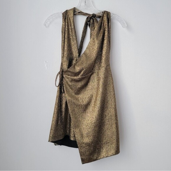 REVOLVE H:OURS Omari Halter Dress In Gold Size Medium - Picture 3 of 10